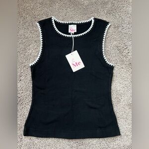 So Me Essential Black Tank with White Trim